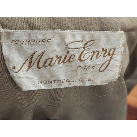 Vintage Marie Enny Real Mink Fur Coat Genuine FoxFur Collar Tiger Stripe Pattern - Picture 9 of 15